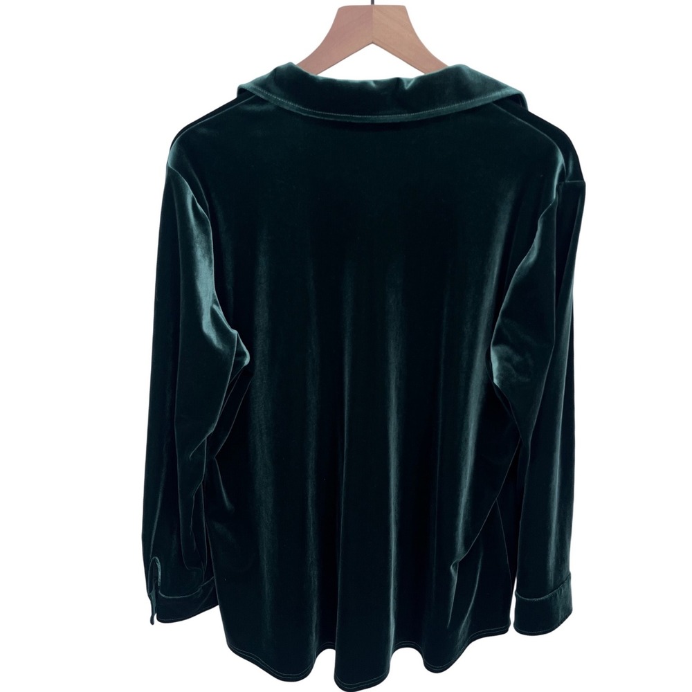 Soft Surroundings Velvet Boyfriend Tunic Womens XL Green Long Sleeve Stretch - Picture 2 of 8